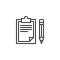 Paper clipboard and pencil outline icon Royalty Free Stock Photo