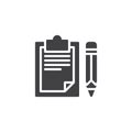 Paper clipboard and pencil vector icon