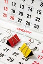 Paper Clips on Calendar Royalty Free Stock Photo