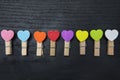 Paper clips with colorful paper heart shape Royalty Free Stock Photo