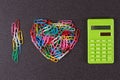 Paper clips are lined in the shape of a heart Royalty Free Stock Photo