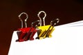 Paper clips in red and yellow Royalty Free Stock Photo