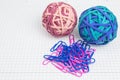 paper clips and rubber bands Royalty Free Stock Photo