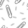 Paper clips seamless pattern. Hand drawn background clips. Royalty Free Stock Photo