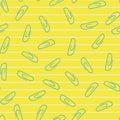 Paper clips seamless vector pattern on yellow Royalty Free Stock Photo