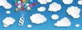 Paper Clouds Striped Blue Sky Balloons Paragraph Header