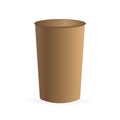 Paper coffee cup without cover in 3d style on white background. Blank mockup. Mock up, template. Coffee drink