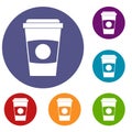 Paper coffee cup icons set Royalty Free Stock Photo