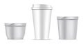 Paper coffee cup. Plastic food pot white blank lid Royalty Free Stock Photo