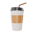 paper coffee cup or 1 plastic glass with a brown blank label with a black lid realistic replica coffee mugs disposable beverage