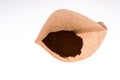 Paper coffee filter with ground coffee Royalty Free Stock Photo