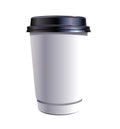 Paper coffee thermo cup, white blank plastic container with black lid, take-out coffee, packaging template mockup, close Royalty Free Stock Photo