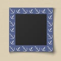 Paper color photo frame. Boy portrait blue sea frame for memory album or scrapbook realistic vector template