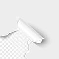 Paper corner torn hole realistic vector illustration Royalty Free Stock Photo