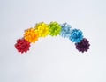 Paper craft Flower Rainbow Decoration Concept. Flat lay