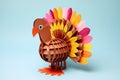 paper craft for kids. DIY Turkey made with paper craft for kids for thanksgiving day Royalty Free Stock Photo