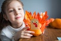 Paper craft for kids. DIY Turkey Royalty Free Stock Photo