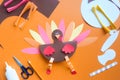 Paper craft for kids. DIY Turkey made for thanksgiving day. Royalty Free Stock Photo