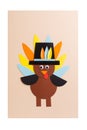 Paper craft for kids. DIY turkey made for thanksgiving day. Royalty Free Stock Photo