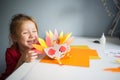 Paper craft for kids. DIY Turkey made for thanksgiving day. create art for children. Royalty Free Stock Photo