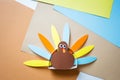 Paper craft for kids. DIY Turkey for thanksgiving day. Royalty Free Stock Photo