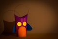 Paper craft for kids. lantern owl for St. Martin`s Day.