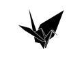 Paper crane origami icon fully resizable editable vector in black color Royalty Free Stock Photo