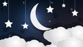Paper crescent cloud and stars in the sky Royalty Free Stock Photo