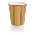 Paper Cup with Brown Ribbing and White Inner Lining Royalty Free Stock Photo