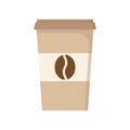 Paper cup of coffee fast food icon. Brown carton box coffee.