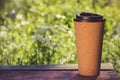 Paper cup of coffee. Reusable coffee cup. Coffee to go
