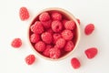 Paper cup filled with vibrant red raspberries, minimalist presentation