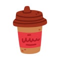 Paper Cup with Hot Coffee Autumn Drink Vector Illustration