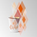 Paper cup with hot coffee vector illustration