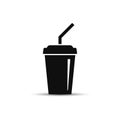 Paper cup icon in flat style. Drink icon. Fast food. Vector illustration Royalty Free Stock Photo