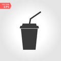 Paper cup icon in flat style. Drink icon. Fast food. Vector isolated illustration. Royalty Free Stock Photo