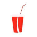 Paper cup icon. Paper red cups with straws for soda or cold beverage. Royalty Free Stock Photo