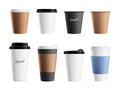 Paper cup mockup. Brown eco mug template for coffee cappuccino latte. Branding realistic drinks package or take away