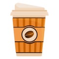 A paper cup with natural coffee. Coffee drink on a white background. Disposable coffee cup icon with coffee beans logo Royalty Free Stock Photo