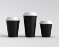 Paper cups with caps, 3D rendering