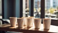 Paper cups with coffee in a coffee style design collection template caffeine