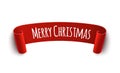 Paper curved label with merry christmas sign. Isolated vector illustration of christmas red tag decoration Royalty Free Stock Photo