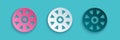 Paper cut Alloy wheel for car icon isolated on blue background. Paper art style. Vector