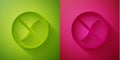 Paper cut Anti worms parasite icon isolated on green and pink background. Paper art style. Vector