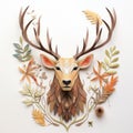 Intricate Paper Elk Craft With Earthy Colors And Watercolor Accents