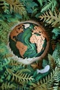 Paper cut art world map for Earth day.