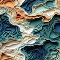 Paper cut artwork inspired by natural waves with earthy textures (tiled)