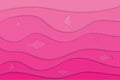 Paper cut background. The transition from light pink to dark pink. Fish on a colored background.