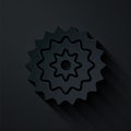 Paper cut Bicycle cassette mountain bike icon isolated on black background. Rear Bicycle Sprocket. Chainring crankset Royalty Free Stock Photo