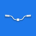 Paper cut Bicycle handlebar icon isolated on blue background. Paper art style. Vector Royalty Free Stock Photo